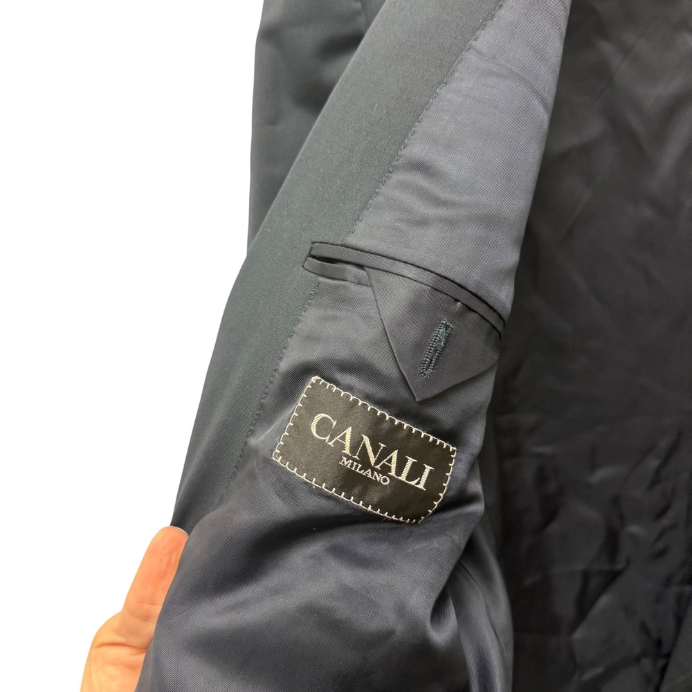 Canali Milano Mens Navy Blue Double Breasted Pure Wool Blazer Jacket Italy 52 42 - Picture 3 of 11